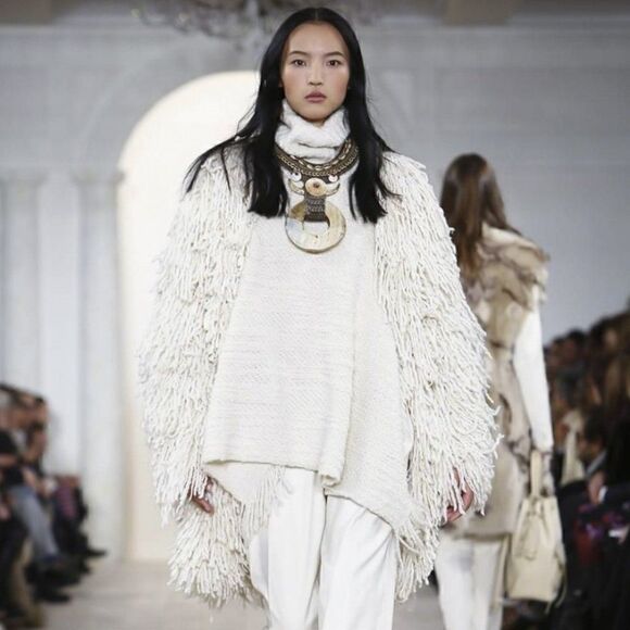 Ralph Lauren Ivory Hand Knit Wool Cashmere Shag Fringe Cardigan Vest - Picture 9 of 16